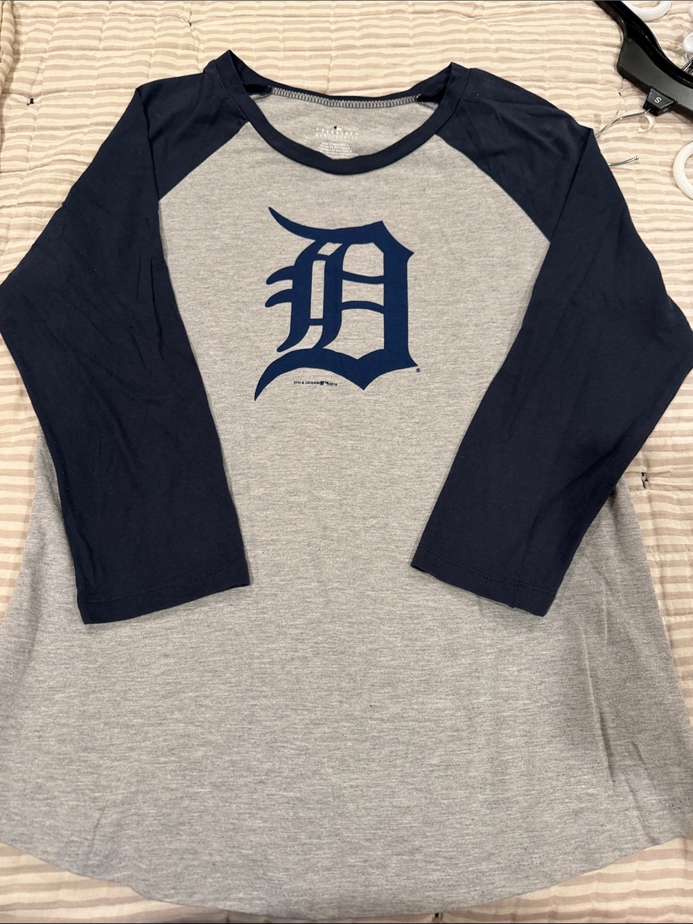 Genuine Merchandise Navy and Gray Raglan Long Sleeve Tee with 'D' Logo